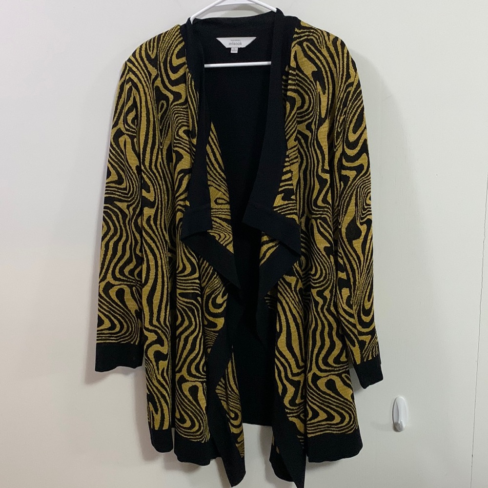 Misook Gold and Black Cardigan Sweater